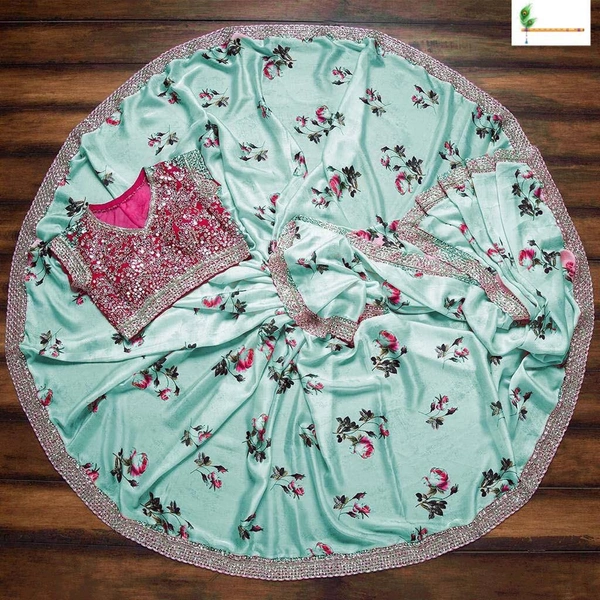 BRISA Beautiful Satin Silk Sarees And Blouse