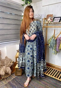 BRISA Anarkali Kurti Pant And Duppatta - m(38)L(40)XL(42)XXL(44)