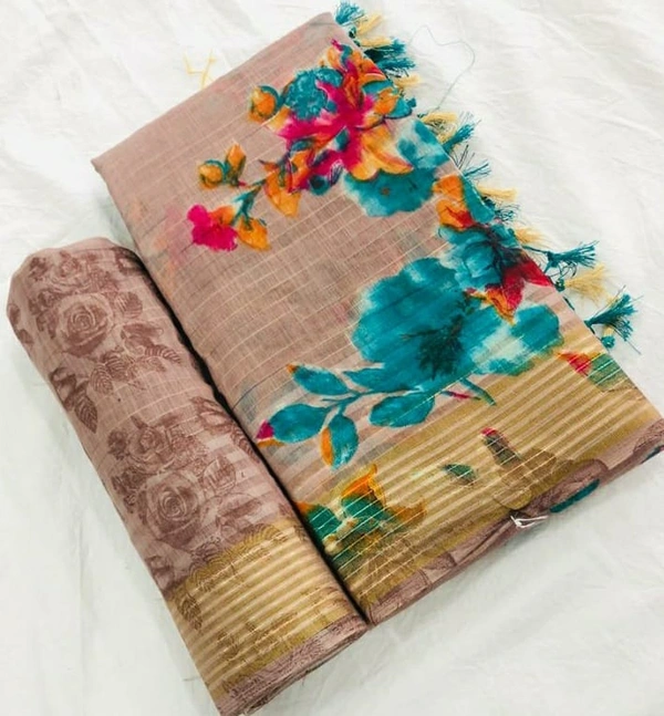 BRISA Soft Linen Digital Printed Sarees&Blouse