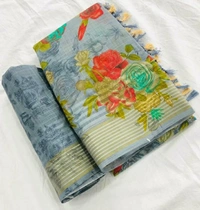 BRISA Soft Linen Digital Printed Sarees&Blouse