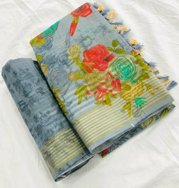 BRISA Soft Linen Digital Printed Sarees&Blouse