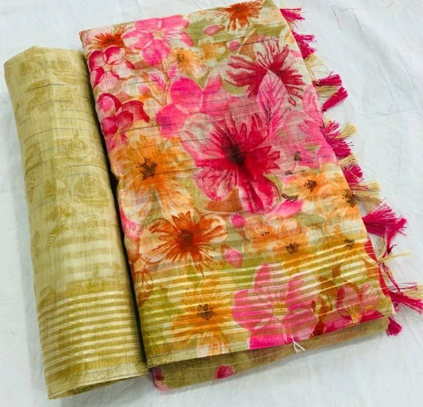 BRISA Soft Linen Digital Printed Sarees&Blouse