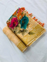BRISA Soft Linen Digital Printed Sarees&Blouse
