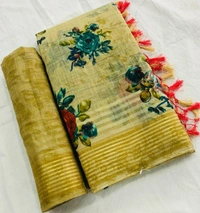 BRISA Soft Linen Digital Printed Sarees&Blouse