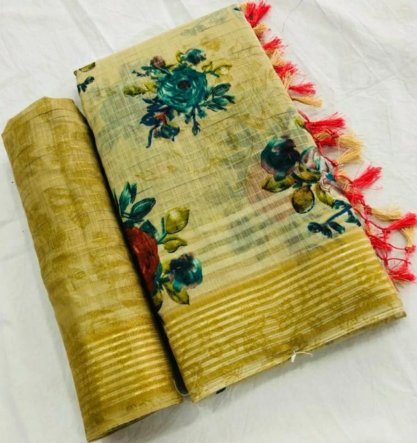 BRISA Soft Linen Digital Printed Sarees&Blouse