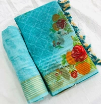 BRISA Soft Linen Digital Printed Sarees&Blouse
