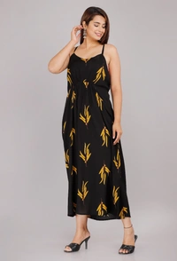 BRISA Heavy Printed Strapy Fit&Flare Dress - M(38)L(40)XL(42)XXL(44)