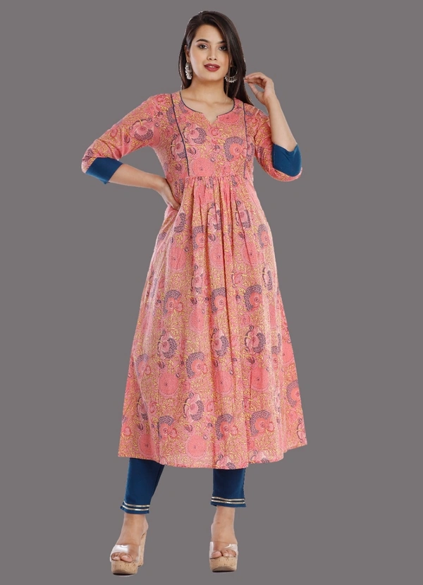 BRISA Cotton Printed Kurti&Pant - M(38)L(40) XL(42)XXL(44)