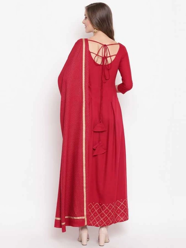 BRISA Beautiful Heavy Rayon Gold Printed Flare Gown - M(38)L(40)XL(42)XXL(44)