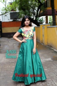 BRISA Satin Full Flair Long Gowns - M L XL XXL XXXL
