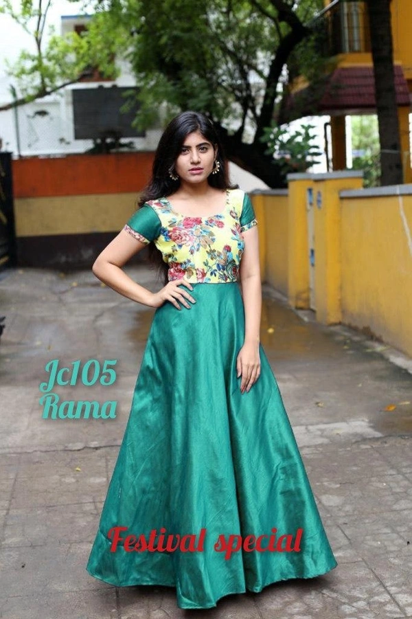 BRISA Satin Full Flair Long Gowns - M L XL XXL XXXL