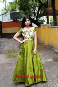 BRISA Satin Full Flair Long Gowns - M L XL XXL XXXL