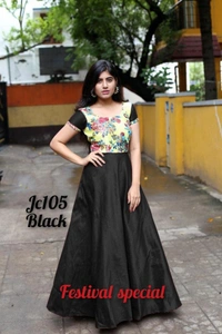 BRISA Satin Full Flair Long Gowns - M L XL XXL XXXL