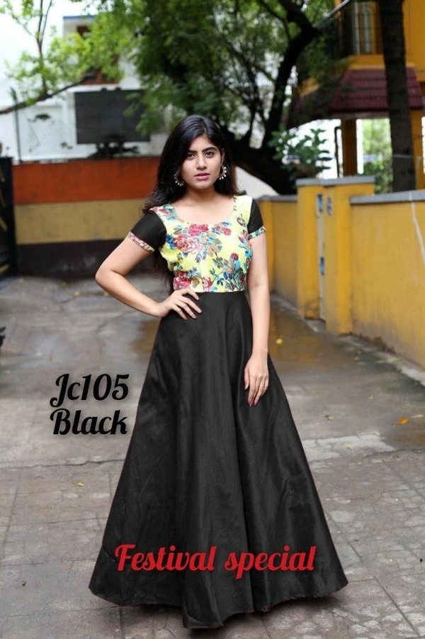 BRISA Satin Full Flair Long Gowns - M L XL XXL XXXL