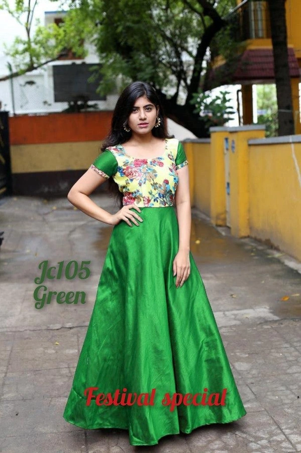BRISA Satin Full Flair Long Gowns - M L XL XXL XXXL