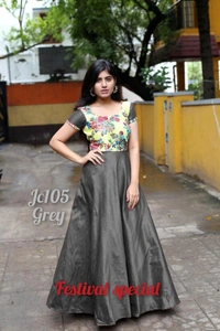 BRISA Satin Full Flair Long Gowns - M L XL XXL XXXL