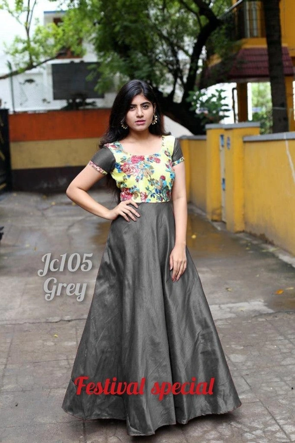 BRISA Satin Full Flair Long Gowns - M L XL XXL XXXL