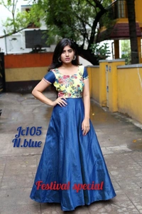 BRISA Satin Full Flair Long Gowns - M L XL XXL XXXL