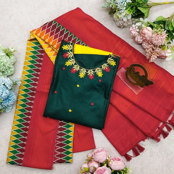 BRISA Slub Fabric Long Gown & Duppatta - M 38 L 40 XL 42 XXL 44