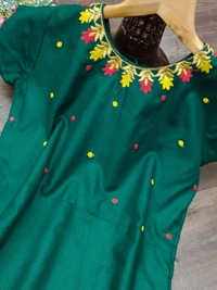 BRISA Slub Fabric Long Gown & Duppatta - M 38 L 40 XL 42 XXL 44