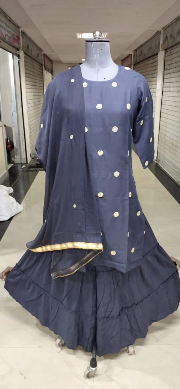 BRISA Rayon Embroidery Kurti,Pant&Dupatta Set - M to XXL