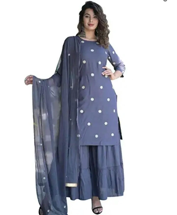 BRISA Rayon Embroidery Kurti,Pant&Dupatta Set - M to XXL