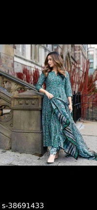 BRISA Rayon Cotton Fabric Kurti Pant &Dupatta - M 38 L 40 XL 42 XXL 44