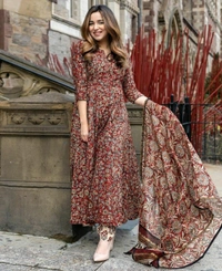 BRISA Rayon Cotton Fabric Kurti Pant &Dupatta - M 38 L 40 XL 42 XXL 44