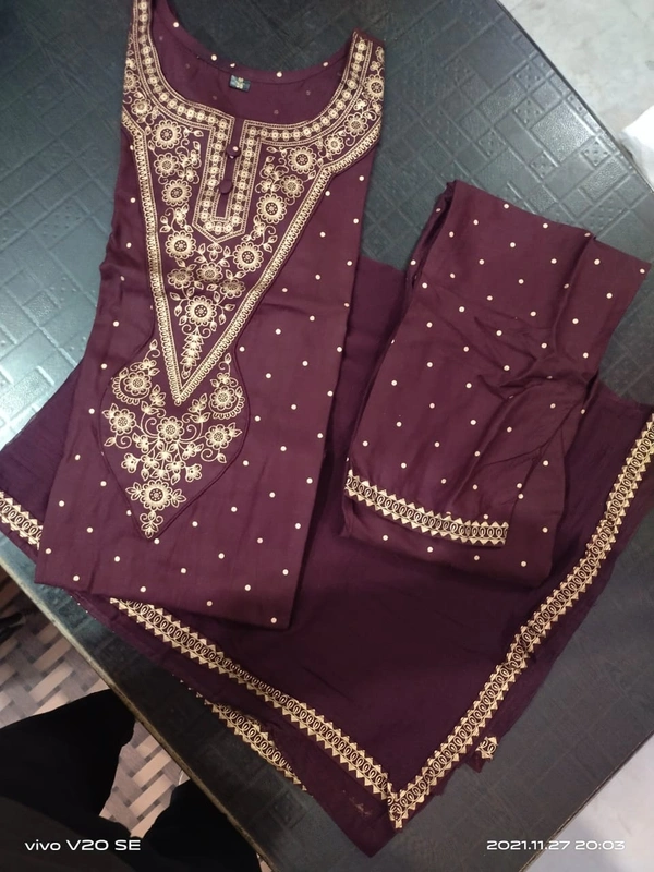 BRISA Gold Printed Rayon Fabric Kurti Pant And Dupatta - sizes--38 40 42 44