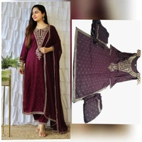 BRISA Gold Printed Rayon Fabric Kurti Pant And Dupatta - sizes--38 40 42 44