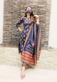 BRISA Premium Heavy Cotton Kurti Pant Dupatta Set - m 38  L 40  Xl 42 xxl 44