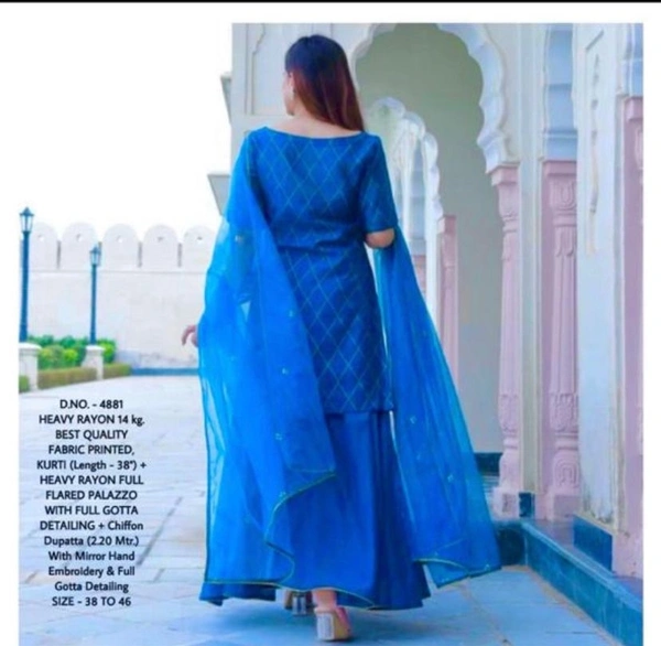 BRISA Heavy Rayon Fabric Kurti Pant Dupatta - M 38 L 40.xl.42 XXL 44 xxxl 46