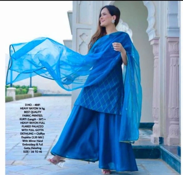 BRISA Heavy Rayon Fabric Kurti Pant Dupatta - M 38 L 40.xl.42 XXL 44 xxxl 46