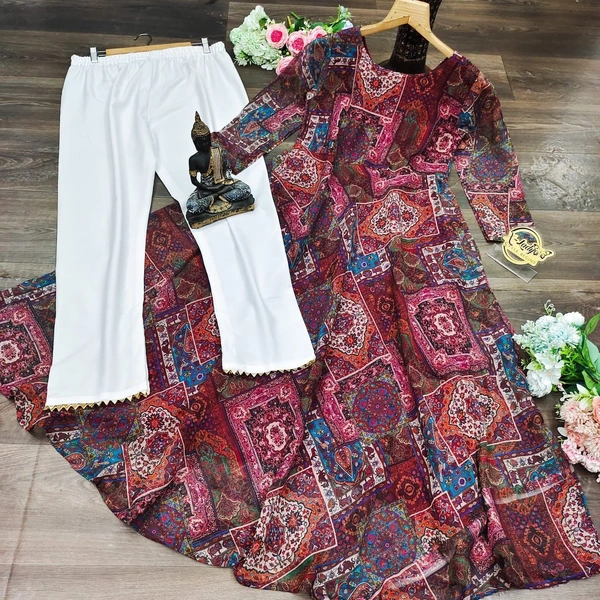 BRISA Georgette Fabric Kurti And Palazzo - s  36 m 38 L 40  XL 42 xxl 44