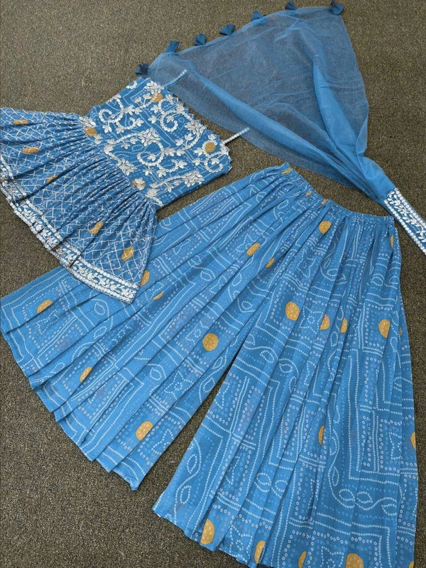 BRISA Georgette Silk Embroidery Top Palazo Dupatta