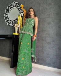 BRISA Georgette Silk Embroidery Top Palazo Dupatta