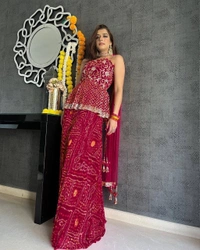 BRISA Georgette Silk Embroidery Top Palazo Dupatta