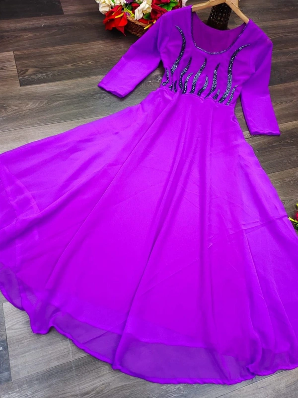 BRISA Fox Georgette Designer Handwork Maxi - M 38 L 40 XL 42 XXL 44
