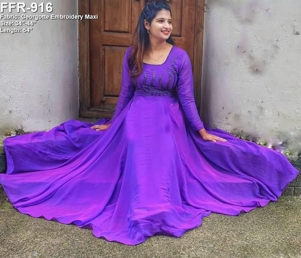 BRISA Fox Georgette Designer Handwork Maxi - M 38 L 40 XL 42 XXL 44