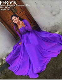 BRISA Fox Georgette Designer Handwork Maxi - M 38 L 40 XL 42 XXL 44