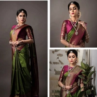 BRISA Soft Banarasi Lichi Silk Cloth Sarees