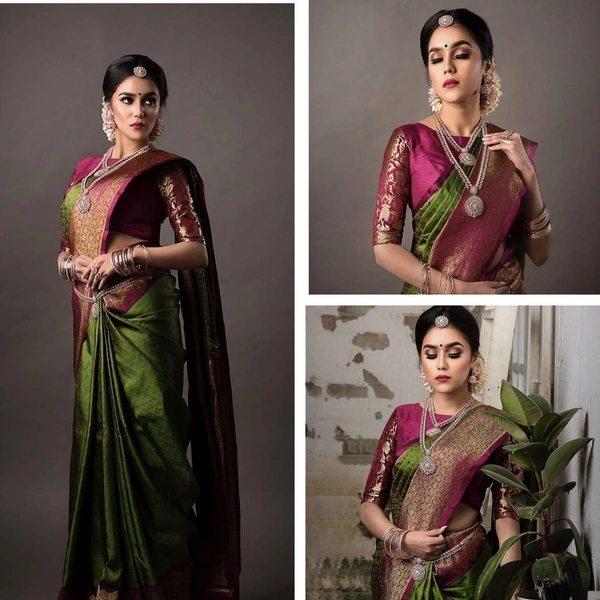 BRISA Soft Banarasi Lichi Silk Cloth Sarees