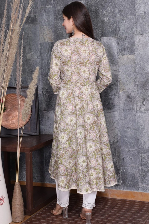 BRISA Cotton Thread Work Kurti Pant And Dupatta Set - M to XXL