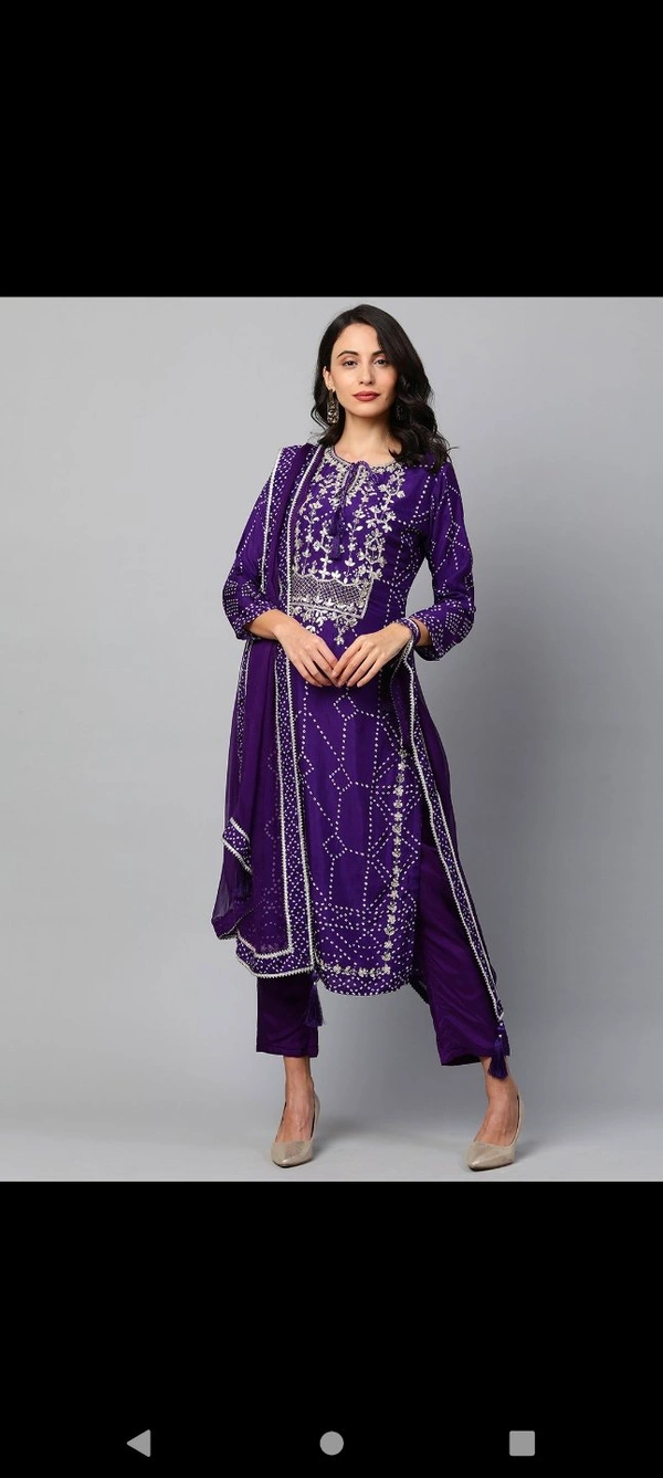 BRISA Classic Rayon Embroidery Staright Kurti Pant And Dupatta - M 38 L 40 XL 42 XXl 44