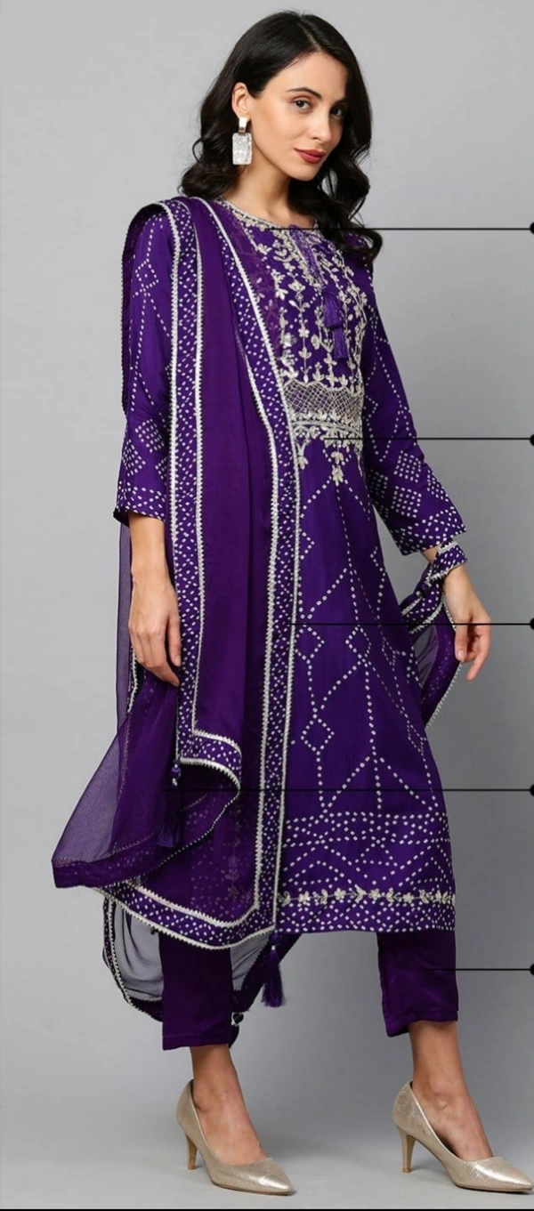 BRISA Classic Rayon Embroidery Staright Kurti Pant And Dupatta - M 38 L 40 XL 42 XXl 44
