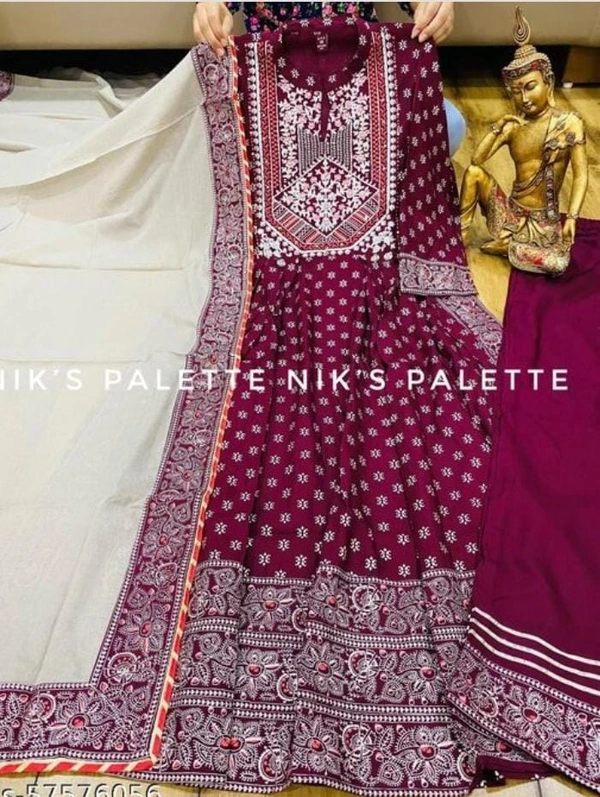 BRISA Rayon High Slit Kurti Pant And Dupatta Set - M 38 L 40 XL 42 XXL 44