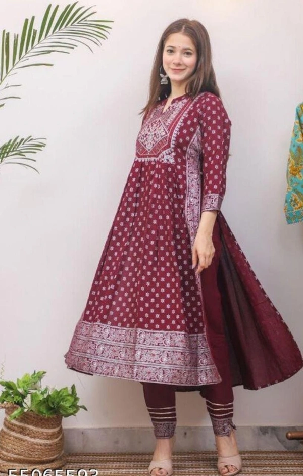 BRISA Rayon High Slit Kurti Pant And Dupatta Set - M 38 L 40 XL 42 XXL 44