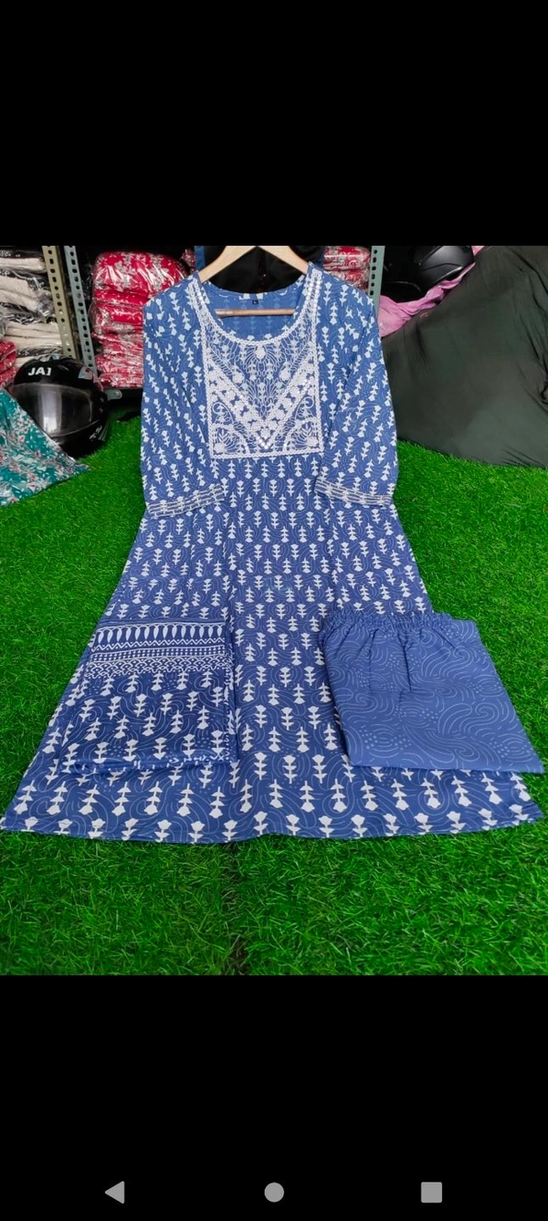 BRISA Womens Cotton Embroidered Printed Kurti Pant Dupatta Set - M 38 L 40 XL 42 XXL 44