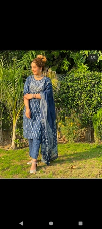 BRISA Womens Cotton Embroidered Printed Kurti Pant Dupatta Set - M 38 L 40 XL 42 XXL 44