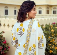 BRISA Women's Printed Cotton Kurti Pant And Dupatta Set - M to XXL (38 - 44)
